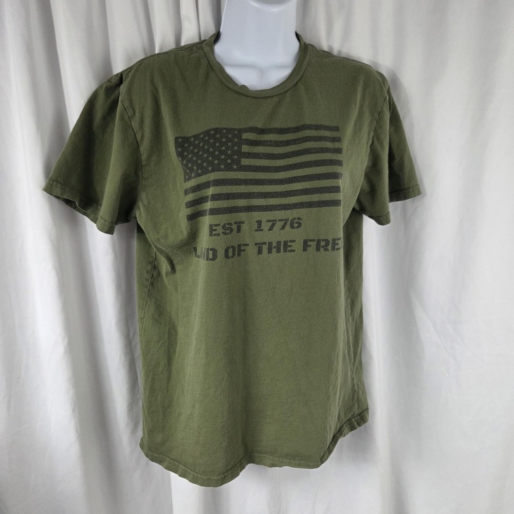 General Standard Shirt Mens Small Green USA Flag EST 1776 Graphic Tee Top Slogan